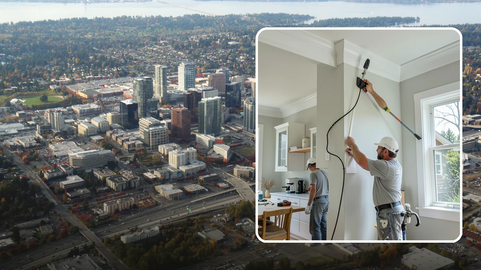 Crown Molding Installation in Bellevue, King County, WA - Elegant crown molding installation that adds architectural height and refinement where walls meet the ceiling.