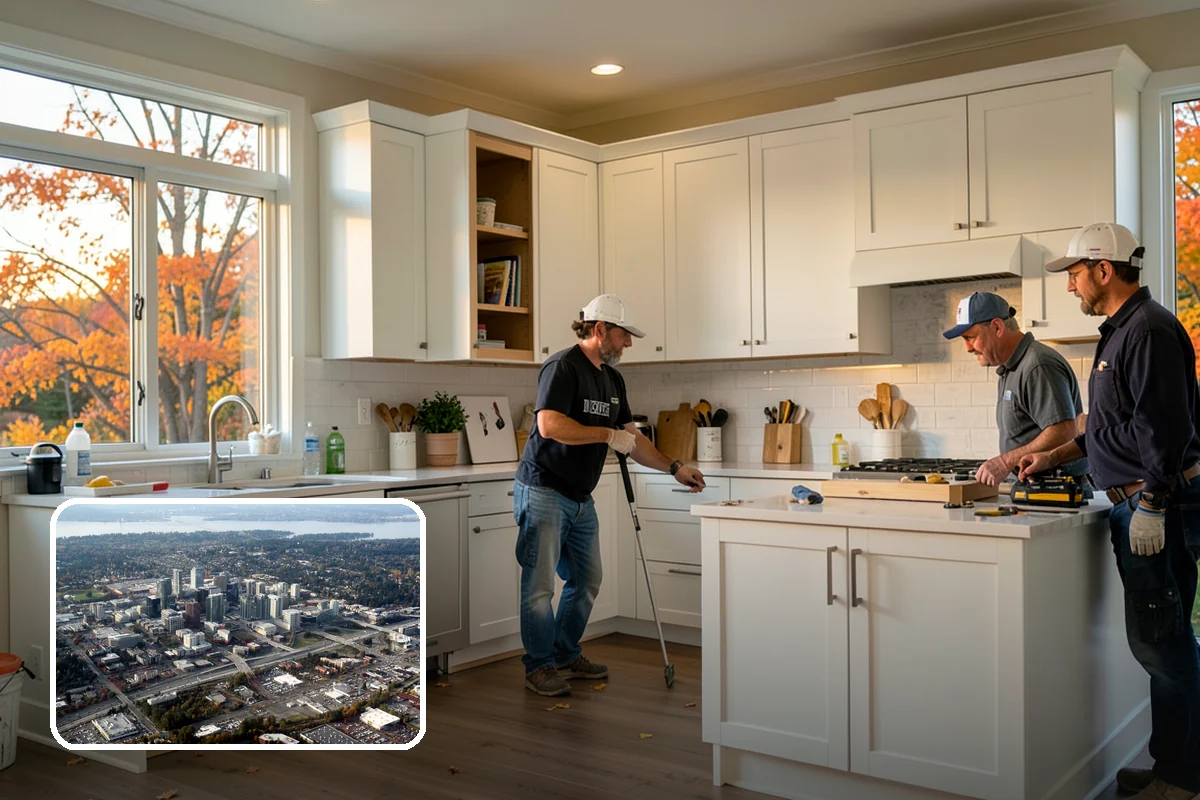 Crown Molding Installation in Bellevue, King County, WA - Correct spring-angle cuts for seamless corners