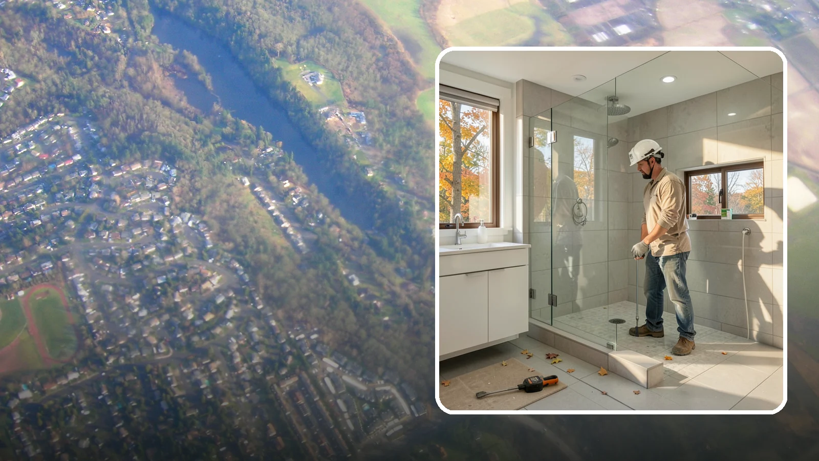 Curbless Shower Installation in Algona, King County, WA - A curbless shower installation creates a seamless, zero-threshold bathing area with no barrier to step over.