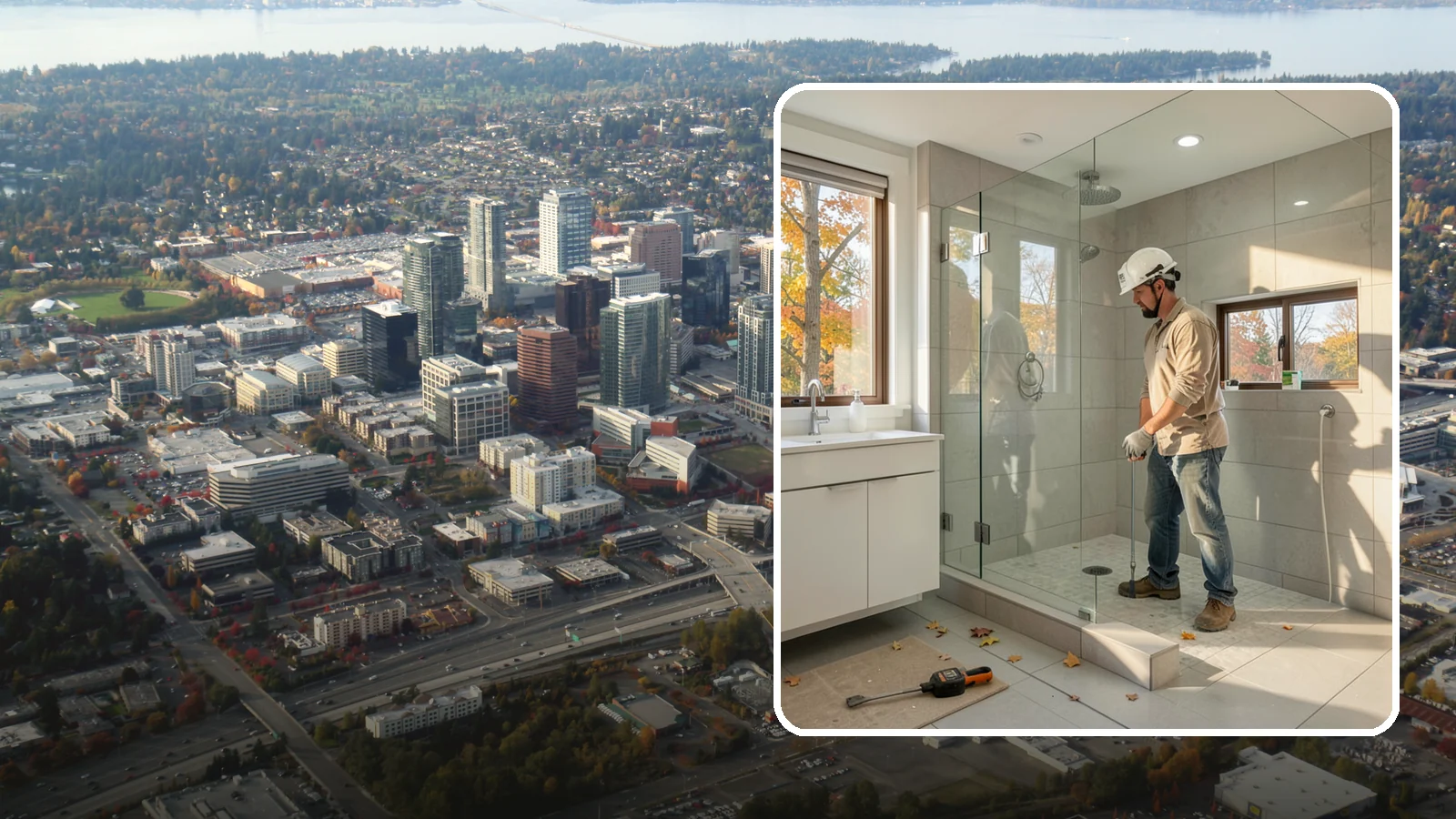 Curbless Shower Installation in Bellevue, King County, WA - A curbless shower installation creates a seamless, zero-threshold bathing area with no barrier to step over.