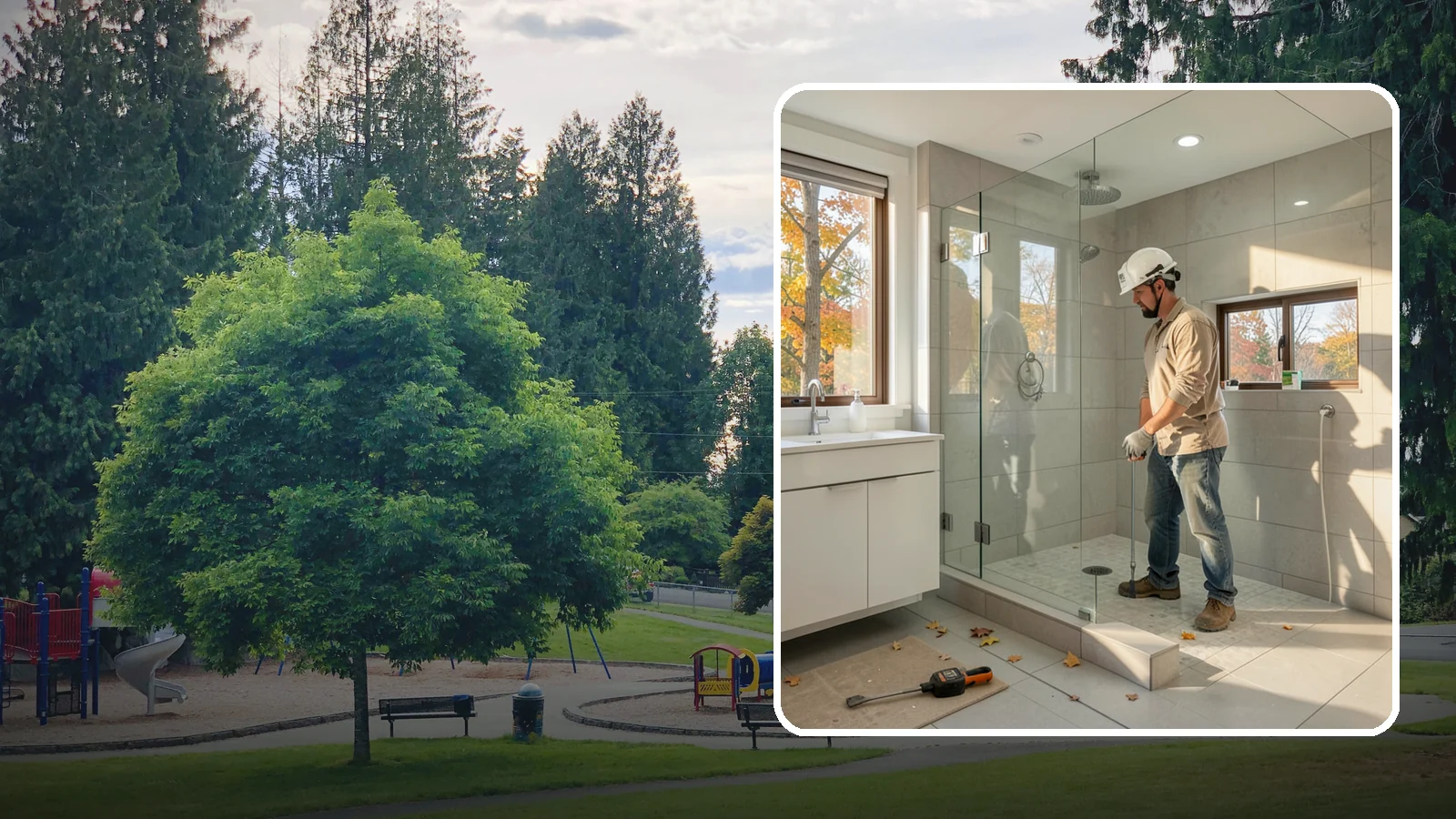 Curbless Shower Installation in Bonney Lake, Pierce County, WA - A curbless shower installation creates a seamless, zero-threshold bathing area with no barrier to step over.