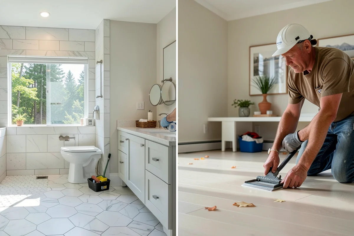 Curbless Shower Installation in Clyde Hill, King County, WA - Recess and slope the subfloor for drainage