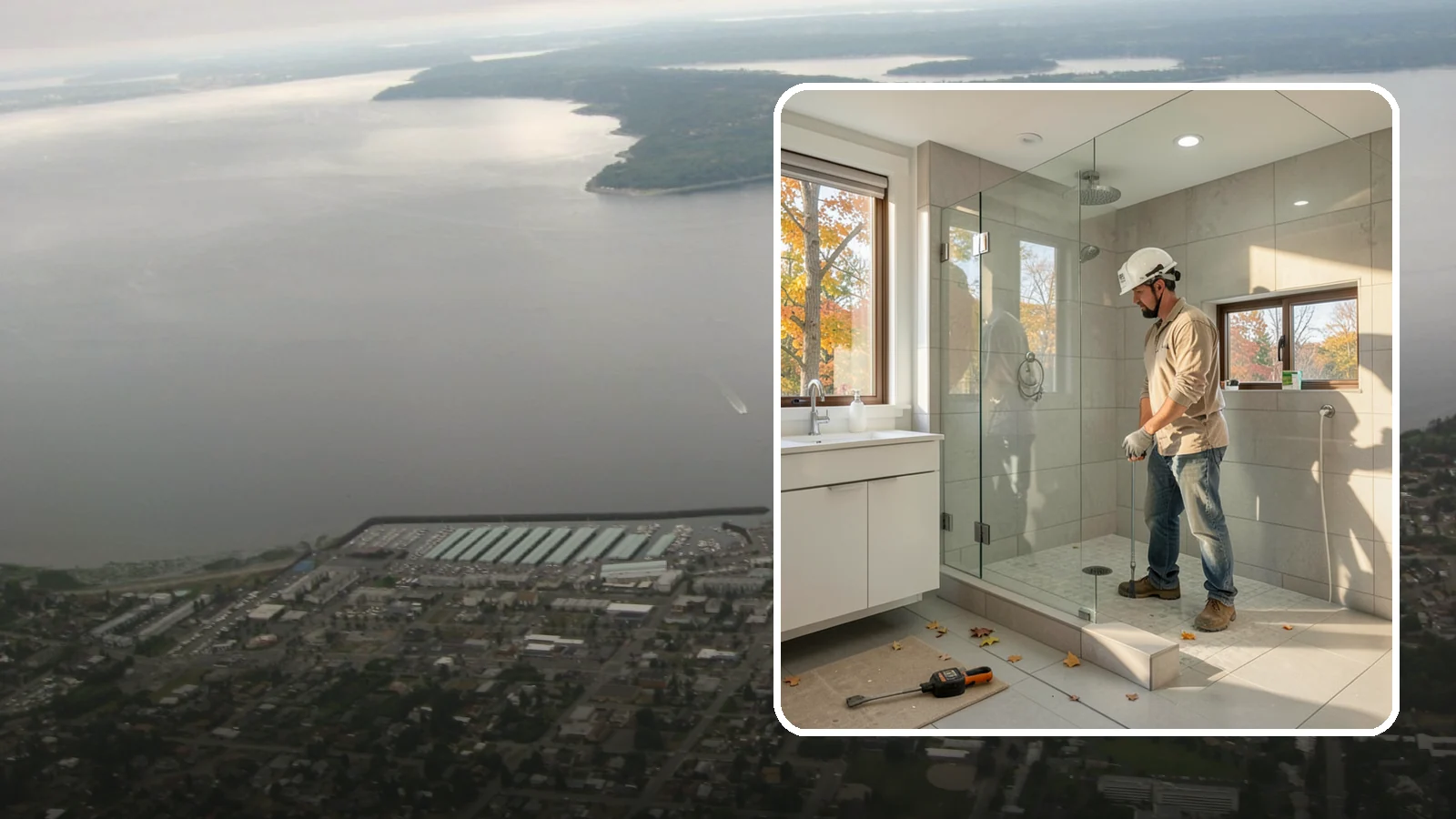 Curbless Shower Installation in Des Moines, King County, WA - A curbless shower installation creates a seamless, zero-threshold bathing area with no barrier to step over.