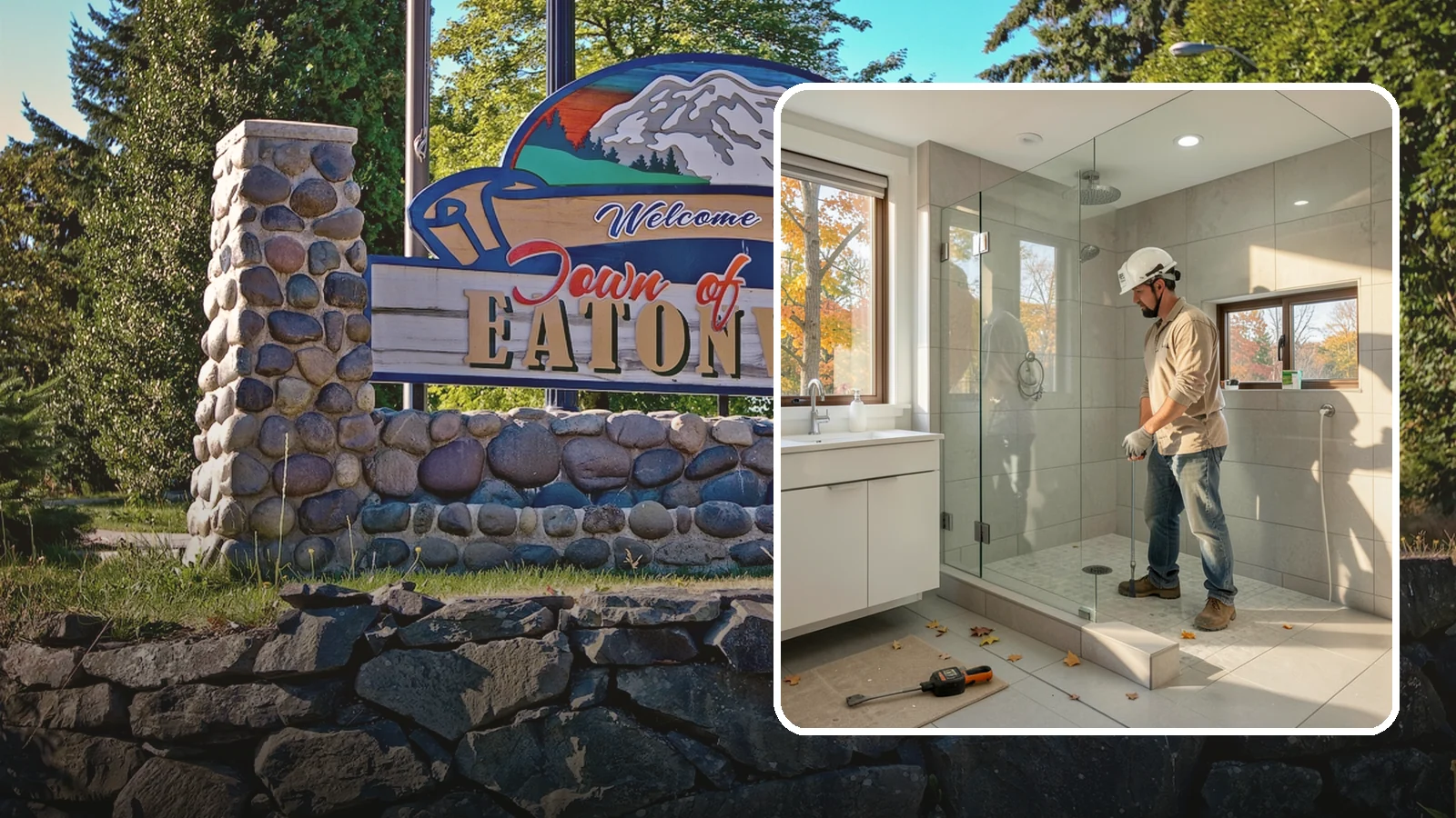 Curbless Shower Installation in Eatonville, Pierce County, WA - A curbless shower installation creates a seamless, zero-threshold bathing area with no barrier to step over.