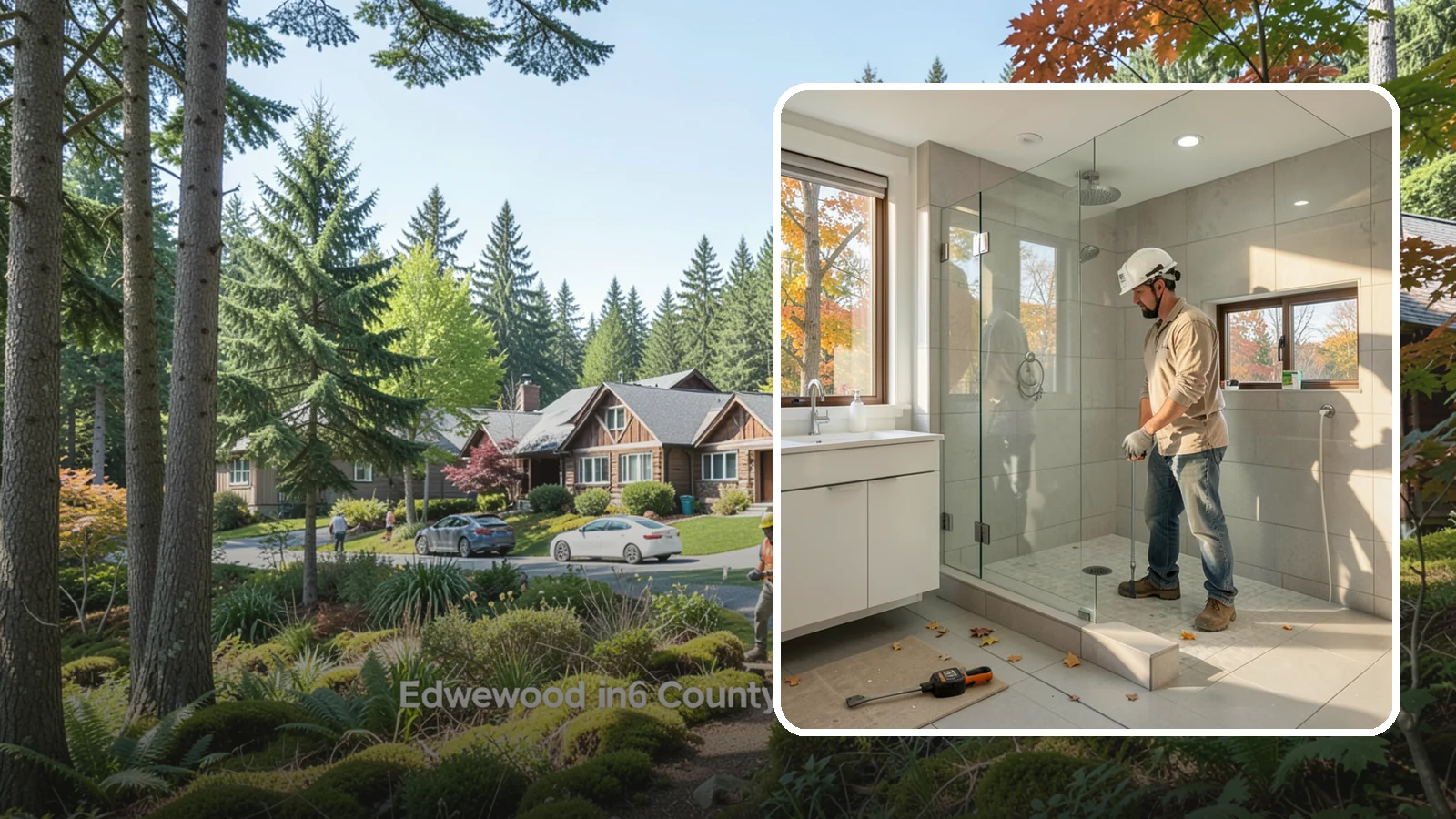 Curbless Shower Installation in Edgewood, Pierce County, WA - A curbless shower installation creates a seamless, zero-threshold bathing area with no barrier to step over.