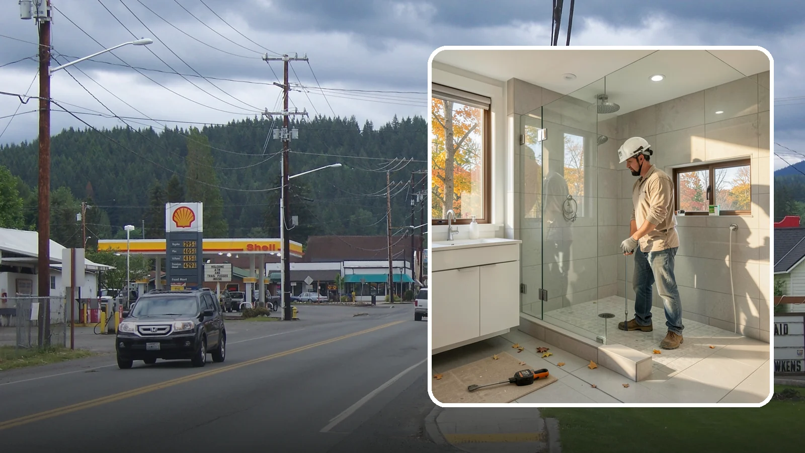 Curbless Shower Installation in Granite Falls, Snohomish County, WA - A curbless shower installation creates a seamless, zero-threshold bathing area with no barrier to step over.