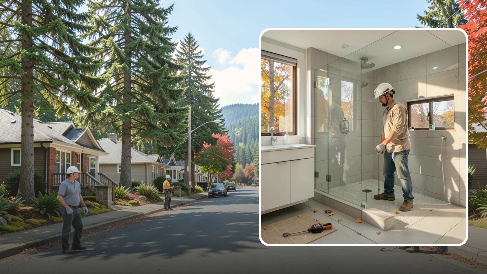 Curbless Shower Installation in Hunts Point, King County, WA - A curbless shower installation creates a seamless, zero-threshold bathing area with no barrier to step over.