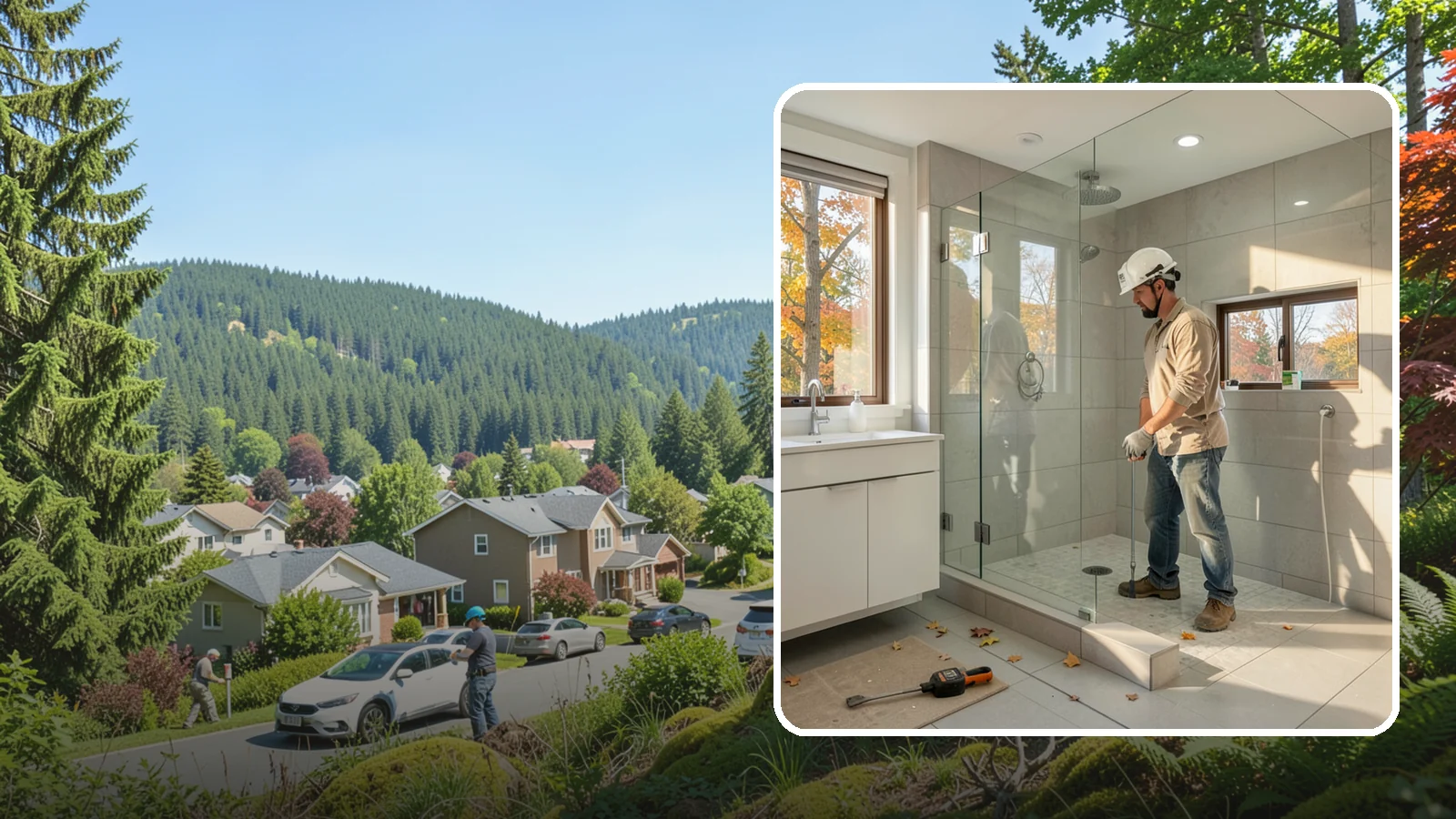 Curbless Shower Installation in Index, Snohomish County, WA - A curbless shower installation creates a seamless, zero-threshold bathing area with no barrier to step over.