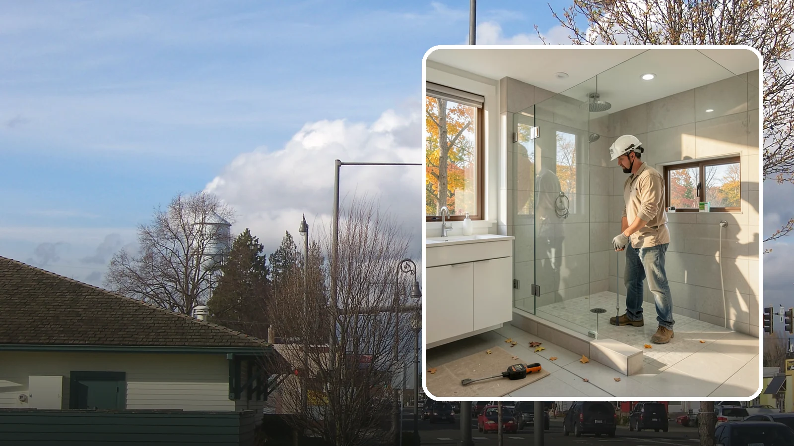 Curbless Shower Installation in Marysville, Snohomish County, WA - A curbless shower installation creates a seamless, zero-threshold bathing area with no barrier to step over.