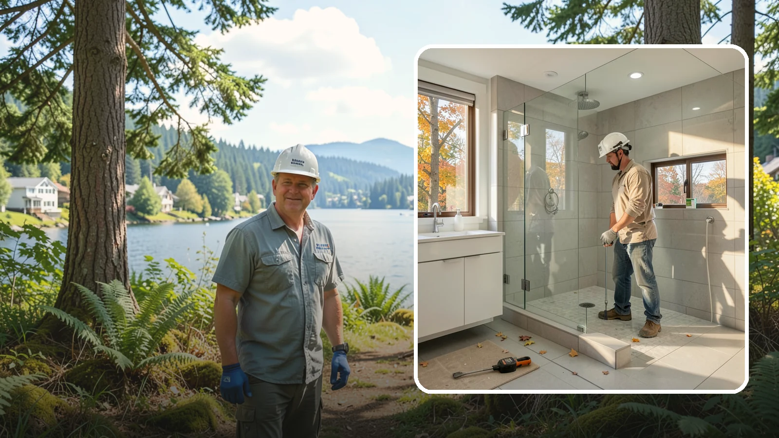 Curbless Shower Installation in Milton, King County, WA - A curbless shower installation creates a seamless, zero-threshold bathing area with no barrier to step over.