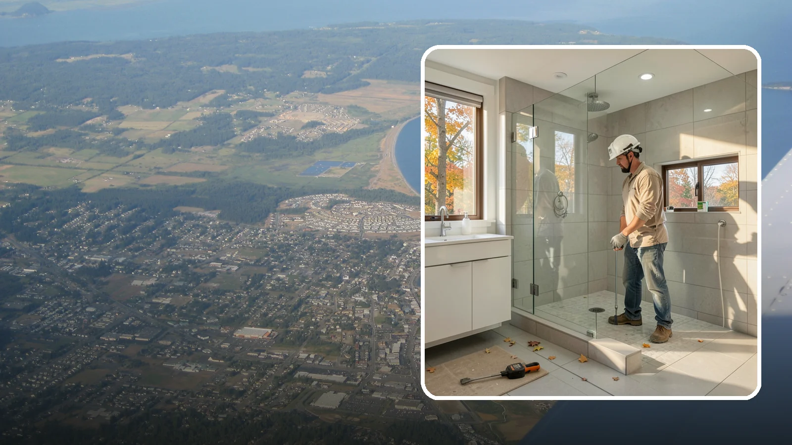 Curbless Shower Installation in Oak Harbor, Island County, WA - A curbless shower installation creates a seamless, zero-threshold bathing area with no barrier to step over.