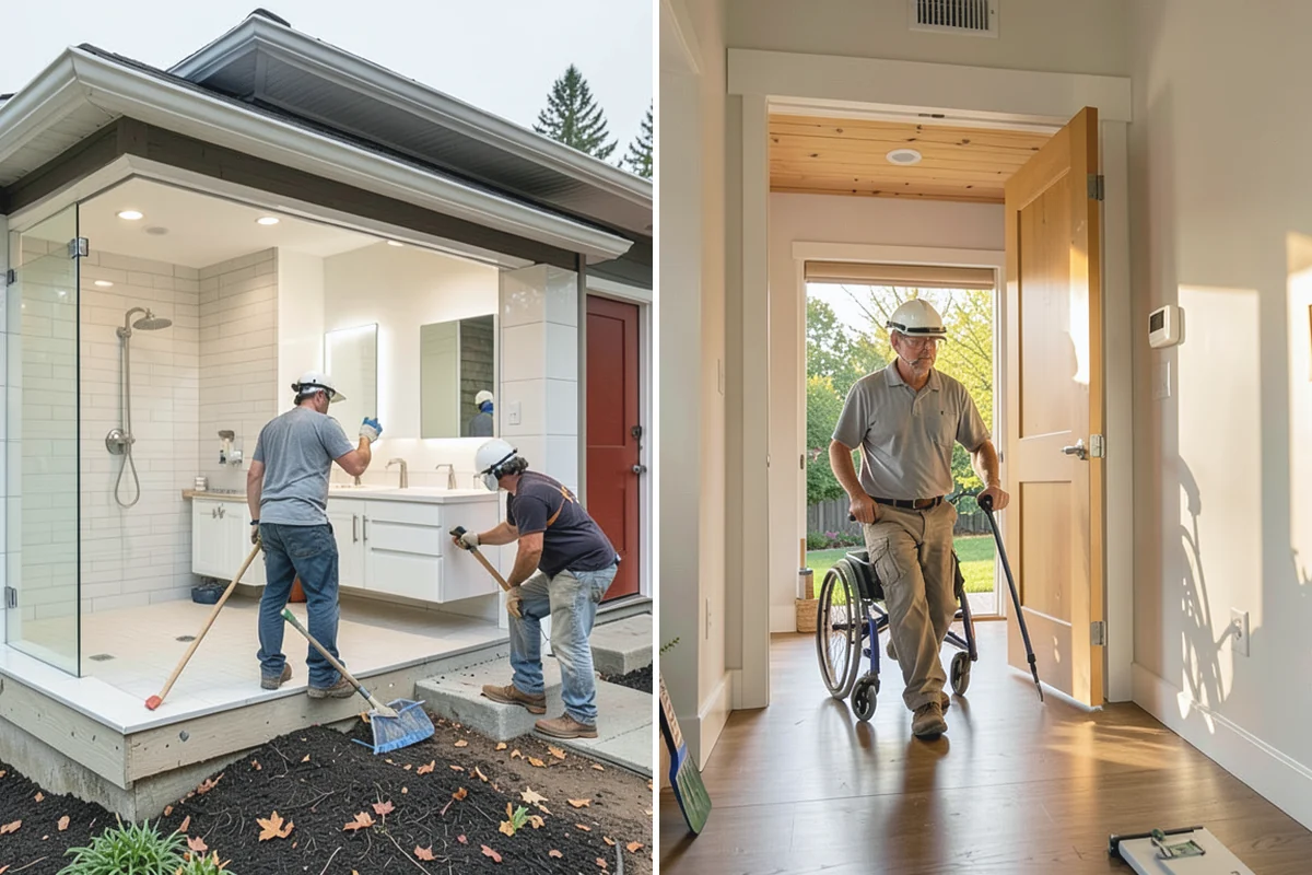 Curbless Shower Installation in Renton, King County, WA - Recess and slope the subfloor for drainage