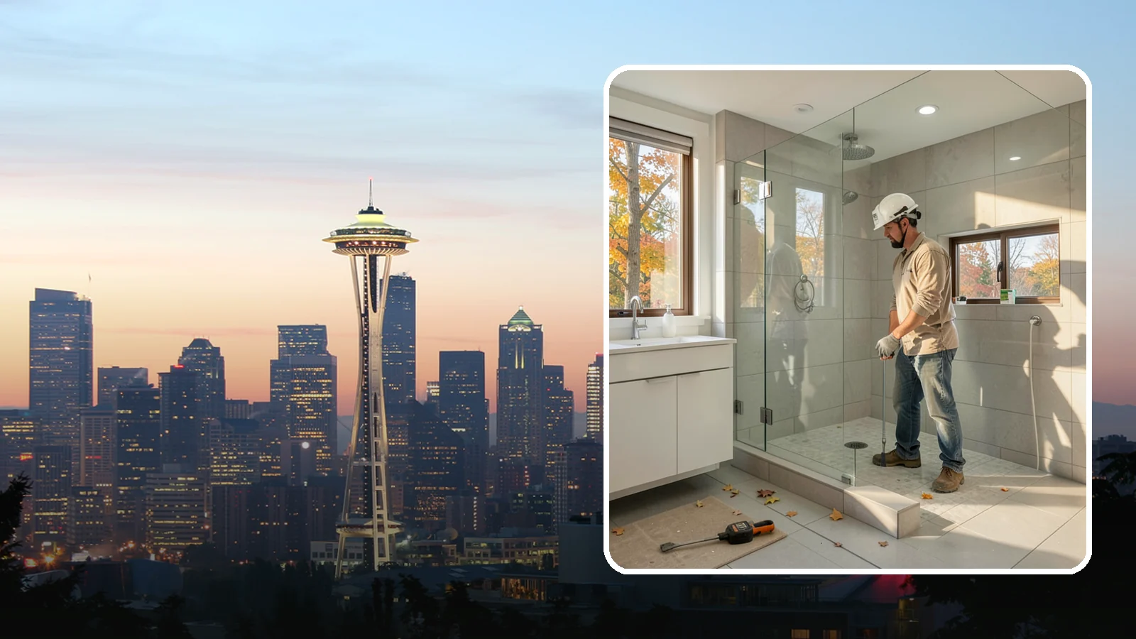 Curbless Shower Installation in Seattle, King County, WA - A curbless shower installation creates a seamless, zero-threshold bathing area with no barrier to step over.