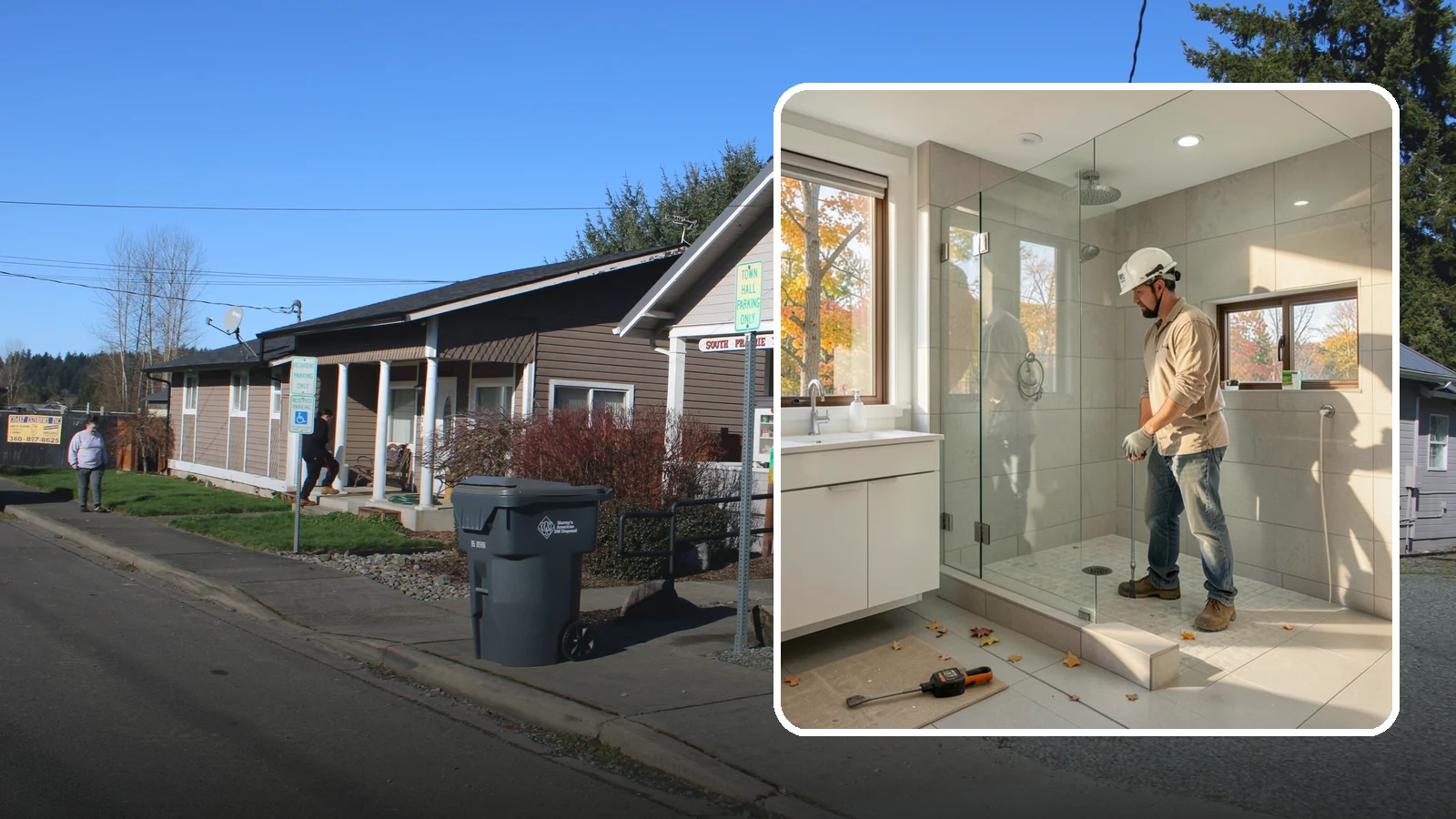 Curbless Shower Installation in South Prairie, Pierce County, WA - A curbless shower installation creates a seamless, zero-threshold bathing area with no barrier to step over.