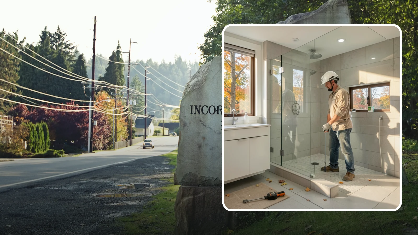 Curbless Shower Installation in Wilkeson, Pierce County, WA - A curbless shower installation creates a seamless, zero-threshold bathing area with no barrier to step over.