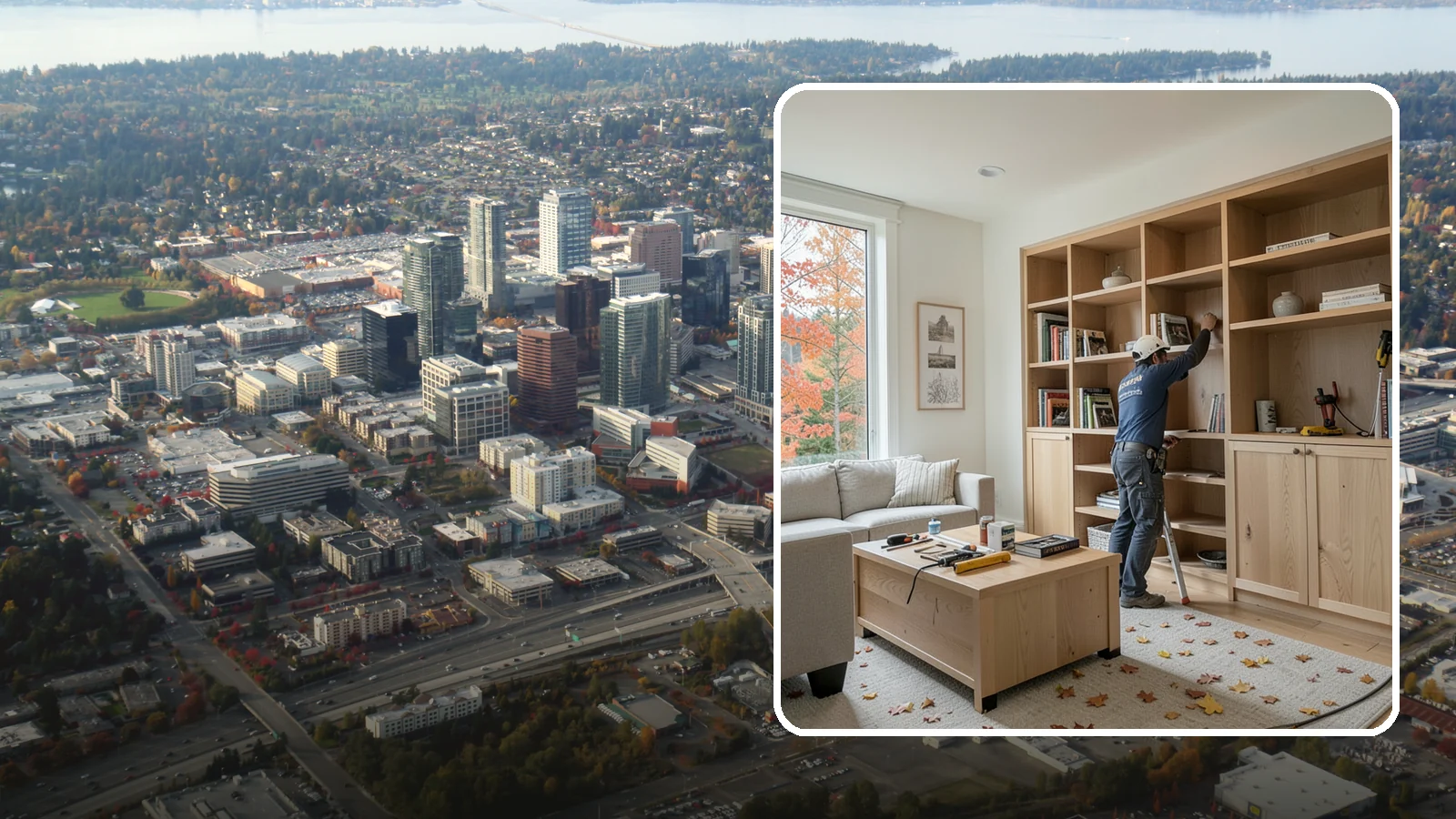 Custom Bookshelf Construction in Bellevue, King County, WA - Freestanding or wall-mounted custom bookshelves sized and styled exactly to your room.