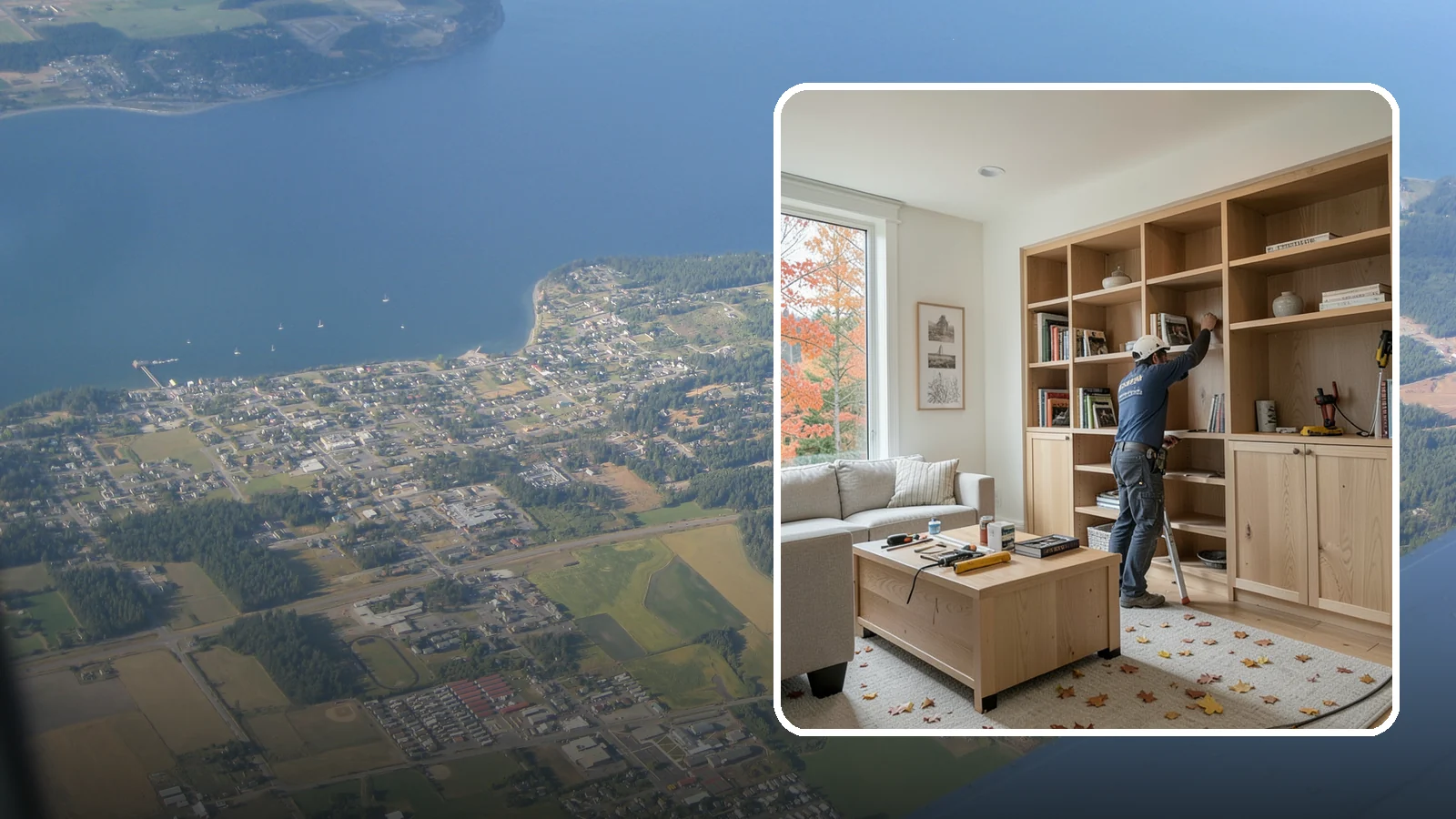 Custom Bookshelf Construction in Coupeville, Island County, WA - Freestanding or wall-mounted custom bookshelves sized and styled exactly to your room.