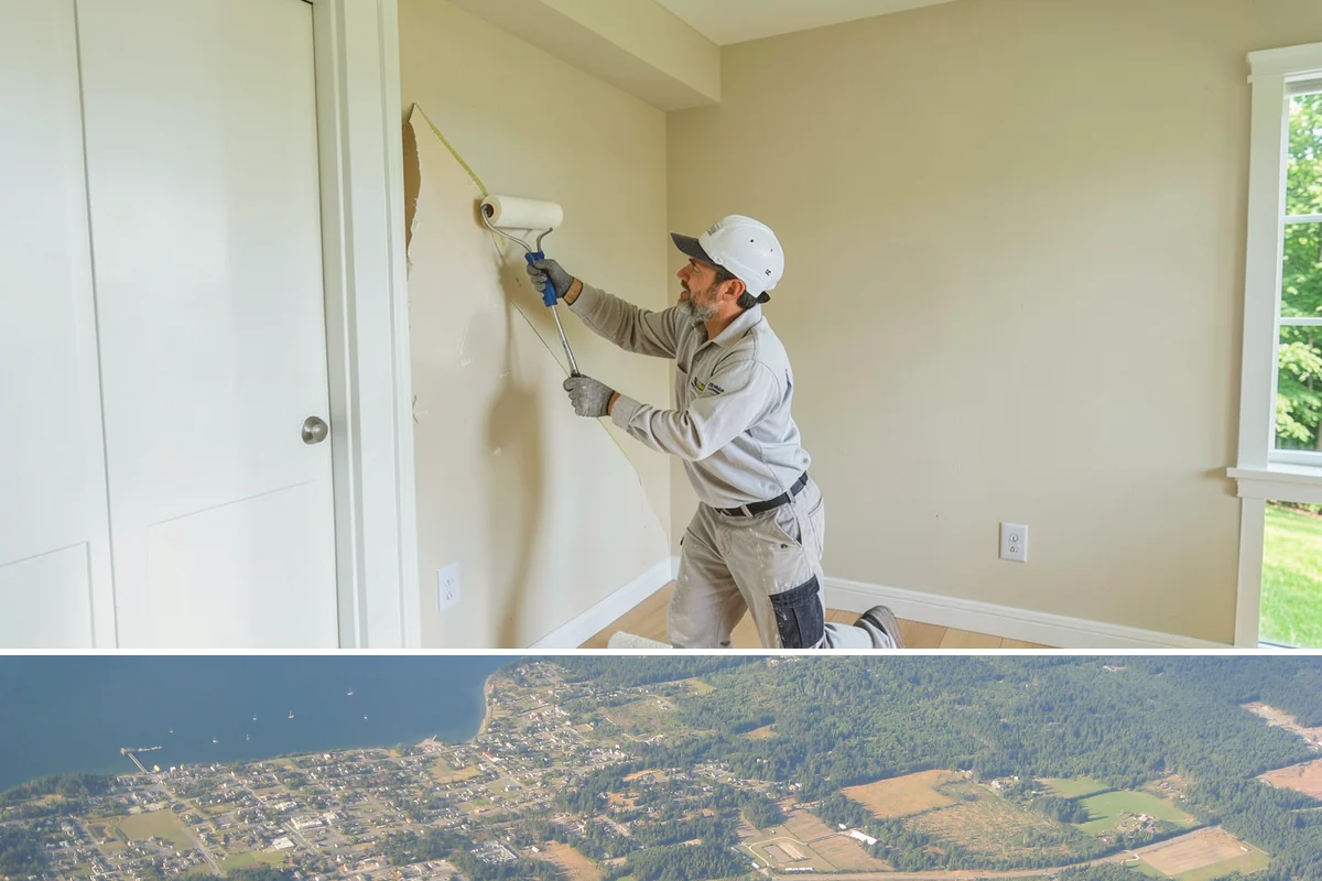 Custom Bookshelf Construction in Coupeville, Island County, WA - Custom shelving is indoor work suited to any time of year.
