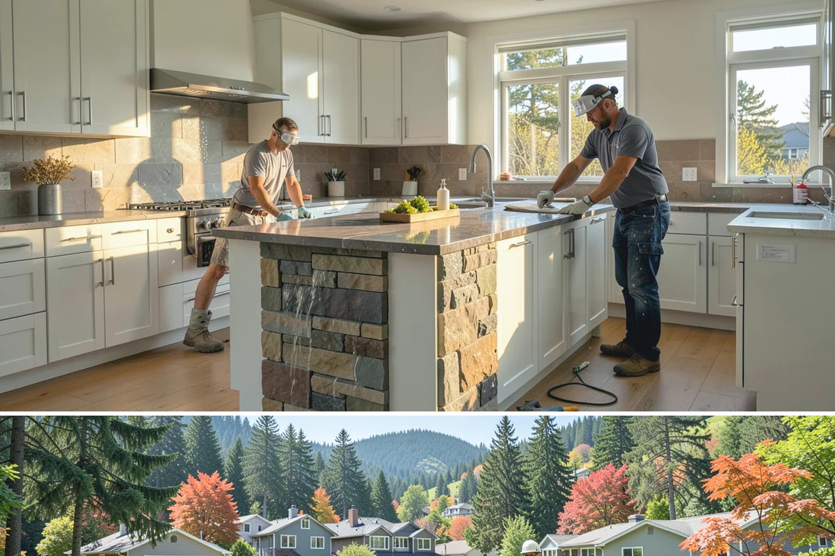 Custom Bookshelf Construction in Fircrest, Pierce County, WA - Custom shelving is indoor work suited to any time of year.