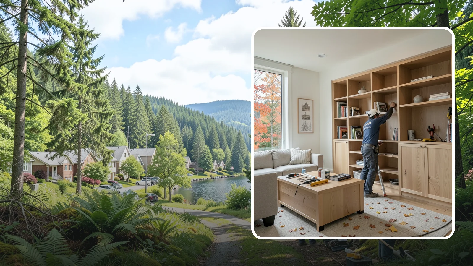 Custom Bookshelf Construction in Lake Forest Park, King County, WA - Freestanding or wall-mounted custom bookshelves sized and styled exactly to your room.