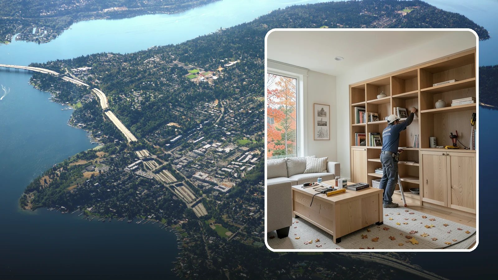 Custom Bookshelf Construction in Mercer Island, King County, WA - Freestanding or wall-mounted custom bookshelves sized and styled exactly to your room.