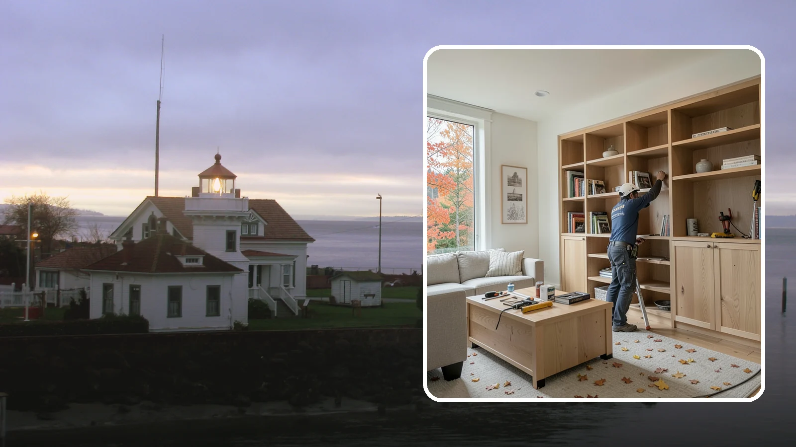 Custom Bookshelf Construction in Mukilteo, Snohomish County, WA - Freestanding or wall-mounted custom bookshelves sized and styled exactly to your room.