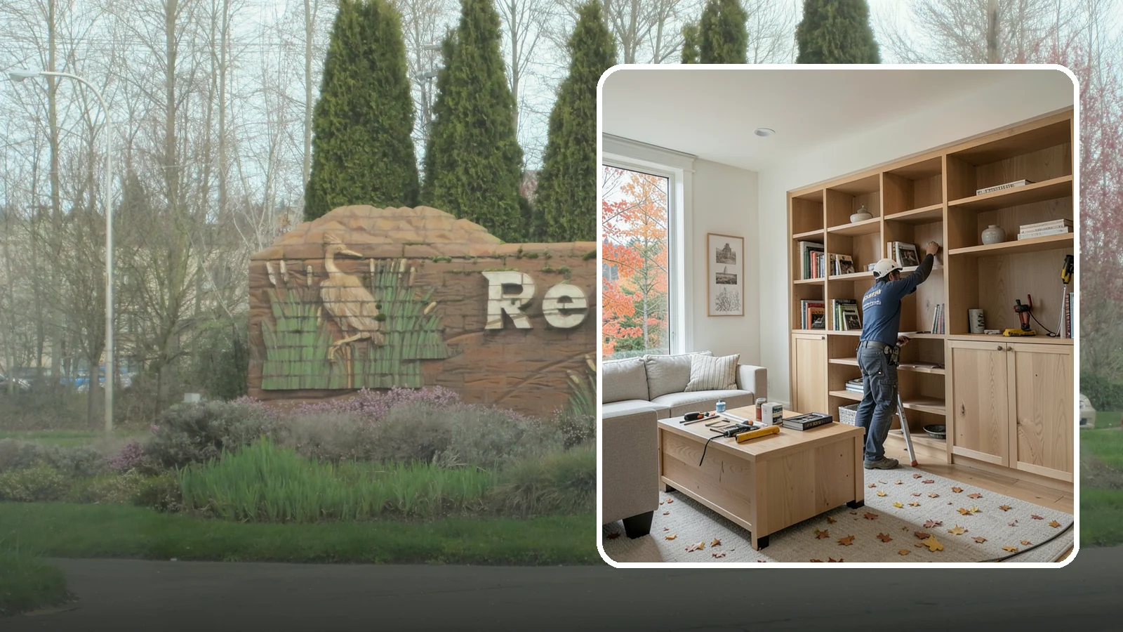 Custom Bookshelf Construction in Renton, King County, WA - Freestanding or wall-mounted custom bookshelves sized and styled exactly to your room.