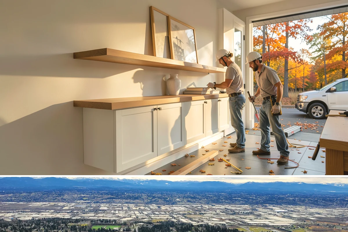 Custom Bookshelf Construction in SeaTac, King County, WA - Custom shelving is indoor work suited to any time of year.