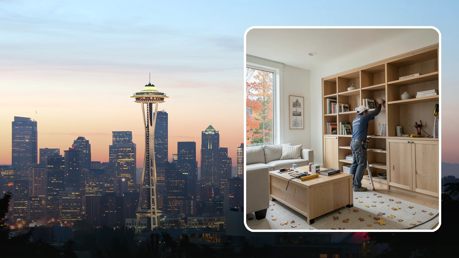 Custom Bookshelf Construction in Seattle, King County, WA - Freestanding or wall-mounted custom bookshelves sized and styled exactly to your room.