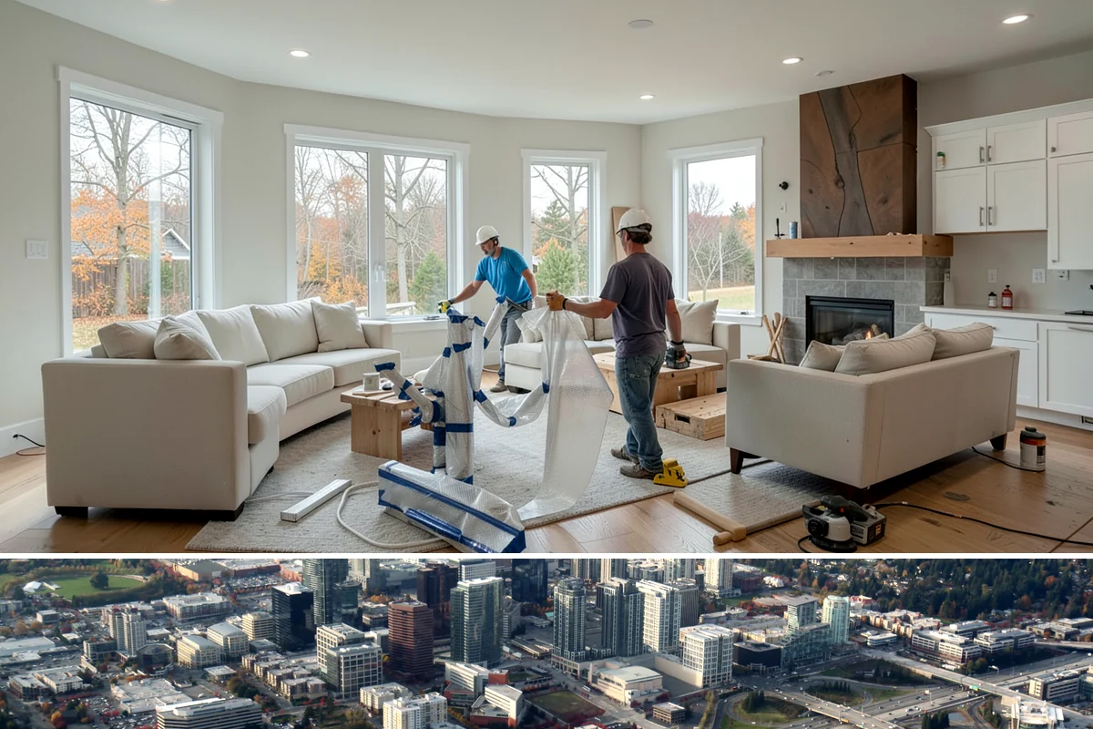 Custom Closet Construction in Bellevue, King County, WA - This interior project is ideal during the rainy PNW months when indoor work keeps progress steady regardless of weather.