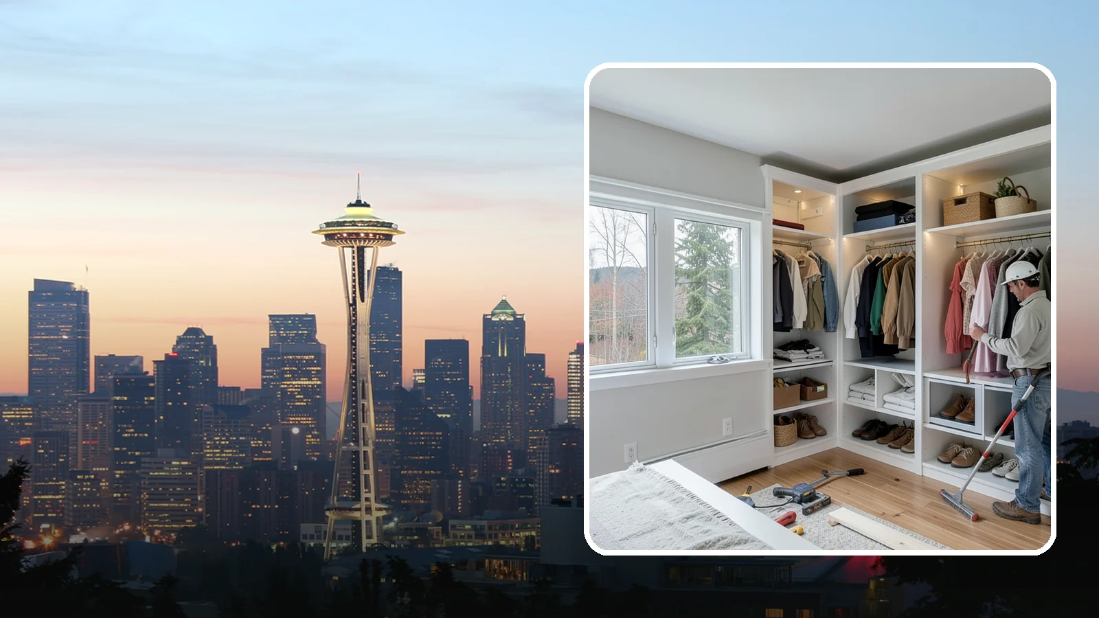 Custom Closet Construction in Seattle, King County, WA - We build fully custom closets tailored to your wardrobe, your space, and how you actually live.
