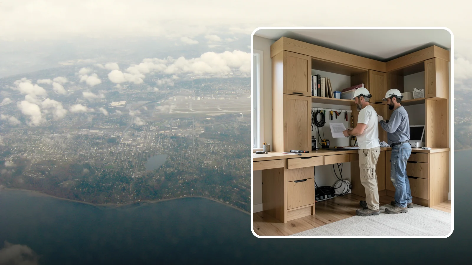 Custom Desk Construction in Burien, King County, WA - A built-in custom desk designed around your workflow, space, and style for a productive home office.
