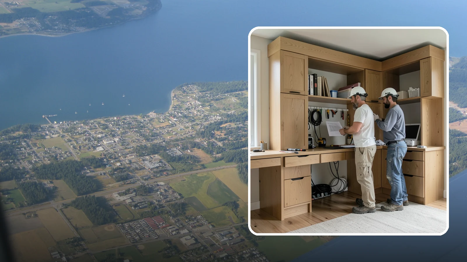 Custom Desk Construction in Coupeville, Island County, WA - A built-in custom desk designed around your workflow, space, and style for a productive home office.