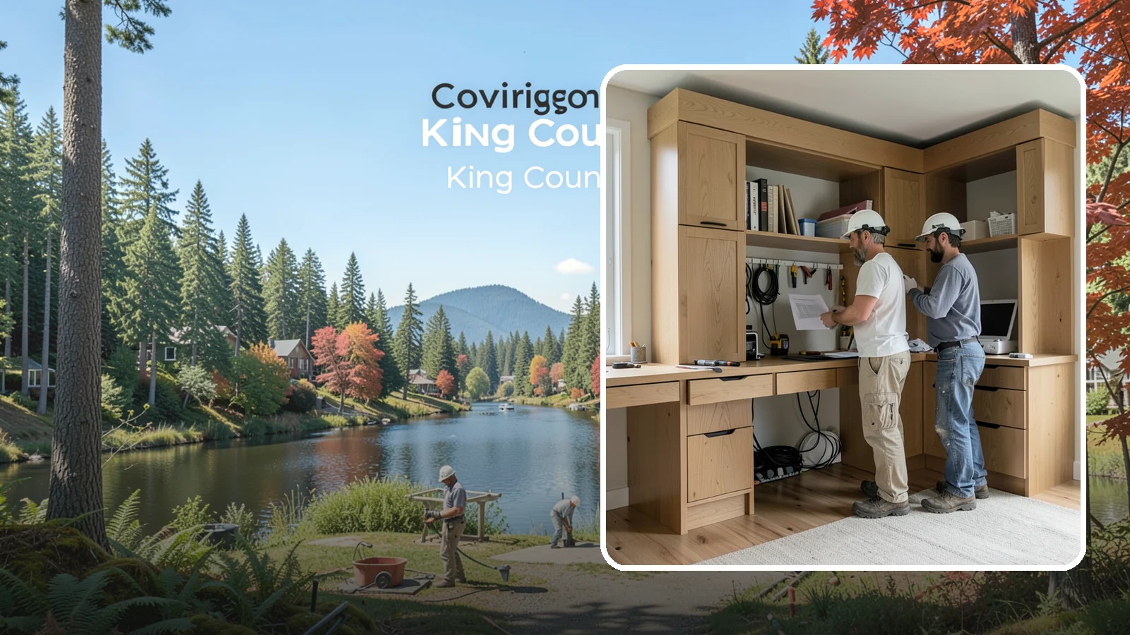 Custom Desk Construction in Covington, King County, WA - A built-in custom desk designed around your workflow, space, and style for a productive home office.