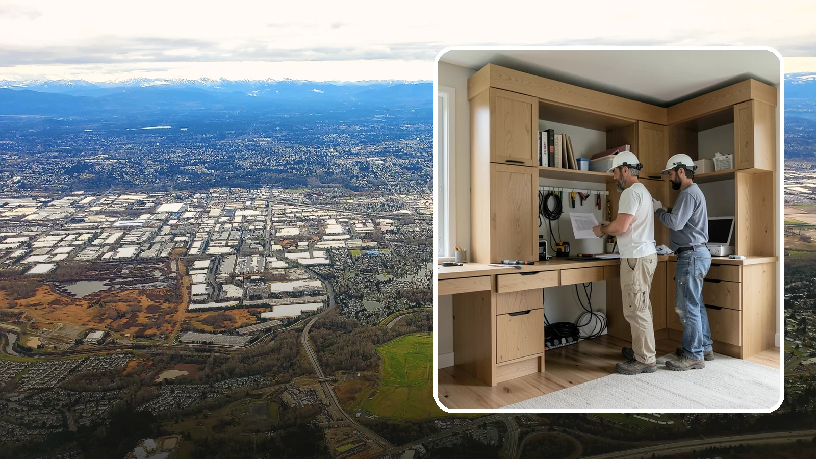 Custom Desk Construction in Kent, King County, WA - A built-in custom desk designed around your workflow, space, and style for a productive home office.