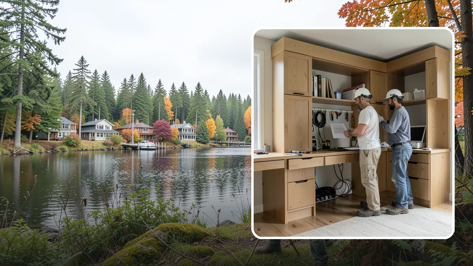 Custom Desk Construction in La Conner, Skagit County, WA - A built-in custom desk designed around your workflow, space, and style for a productive home office.
