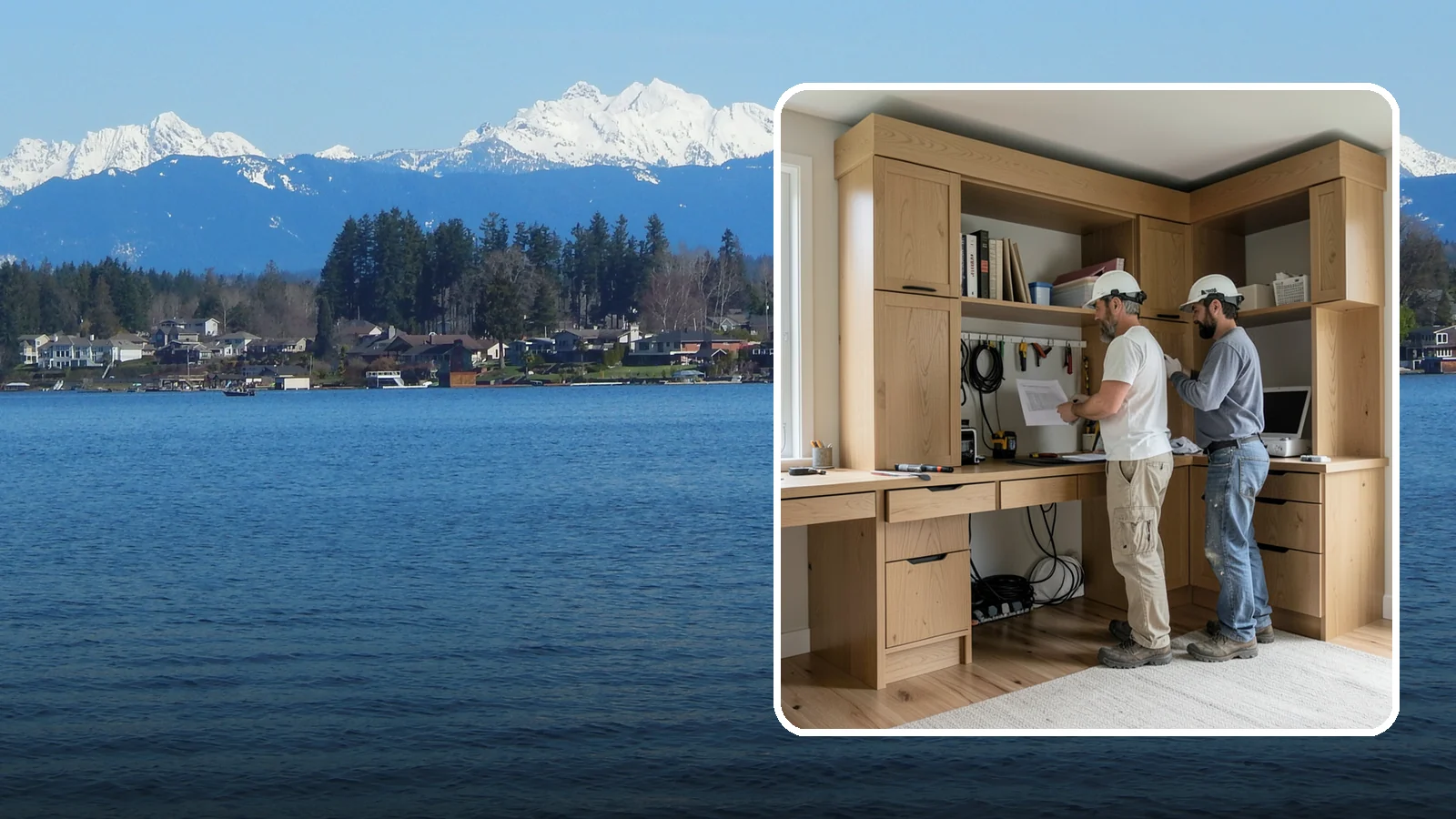 Custom Desk Construction in Lake Stevens, Snohomish County, WA - A built-in custom desk designed around your workflow, space, and style for a productive home office.