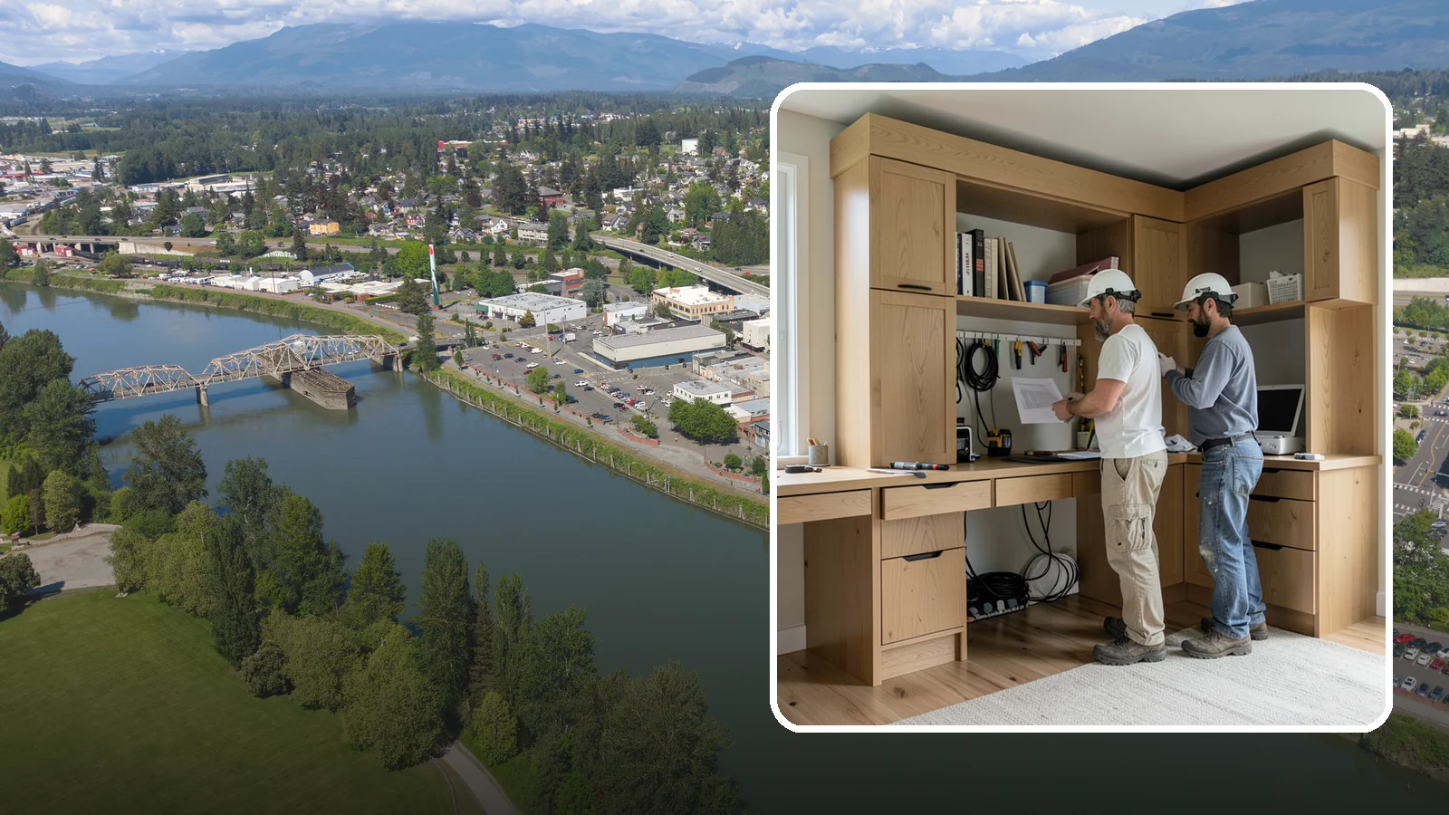 Custom Desk Construction in Mount Vernon, Skagit County, WA - A built-in custom desk designed around your workflow, space, and style for a productive home office.