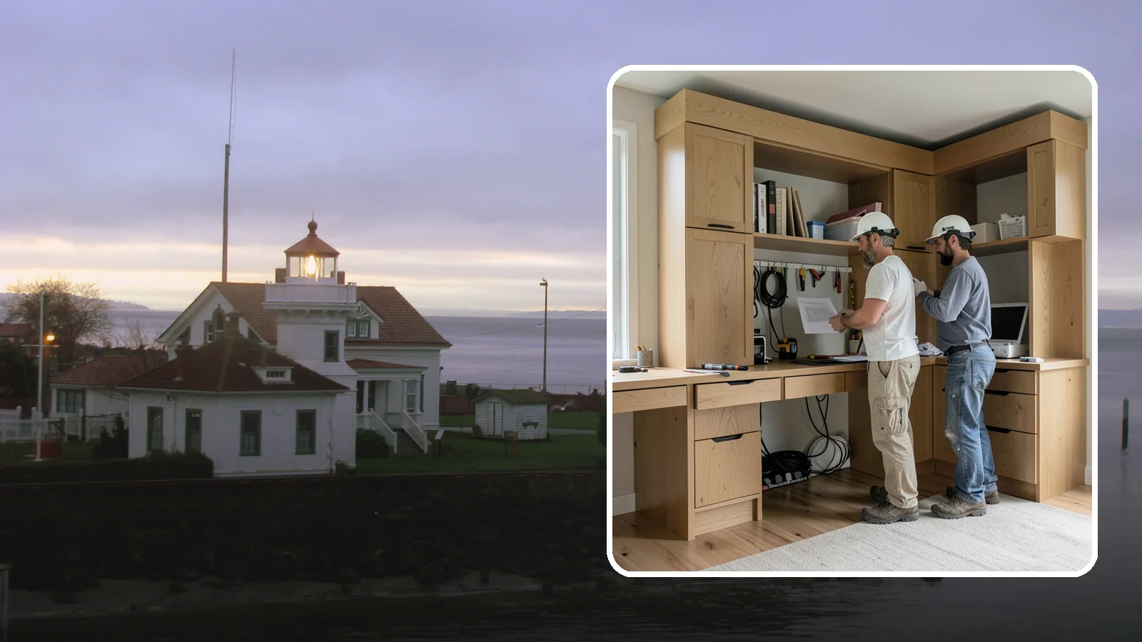 Custom Desk Construction in Mukilteo, Snohomish County, WA - A built-in custom desk designed around your workflow, space, and style for a productive home office.
