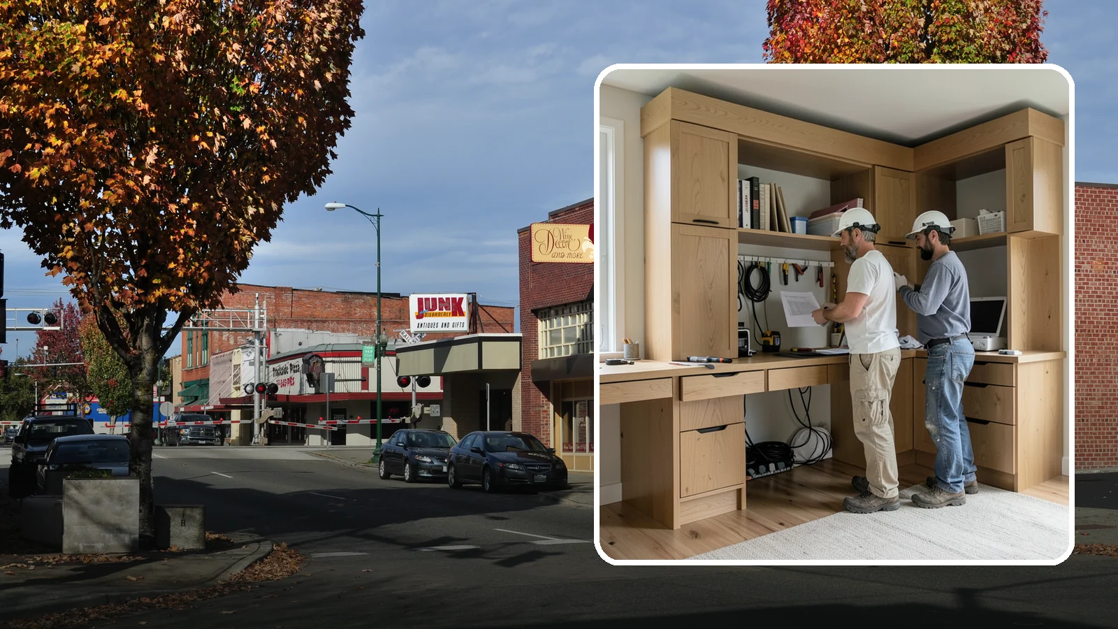Custom Desk Construction in Puyallup, Pierce County, WA - A built-in custom desk designed around your workflow, space, and style for a productive home office.