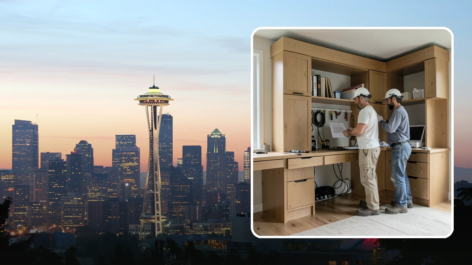 Custom Desk Construction in Seattle, King County, WA - A built-in custom desk designed around your workflow, space, and style for a productive home office.