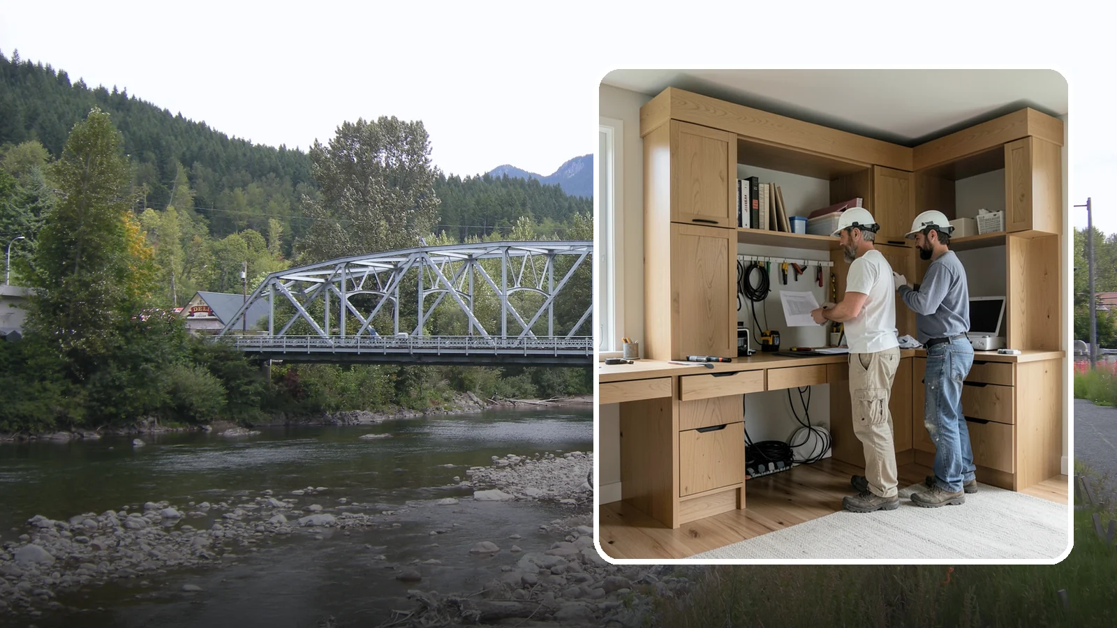 Custom Desk Construction in Skykomish, King County, WA - A built-in custom desk designed around your workflow, space, and style for a productive home office.