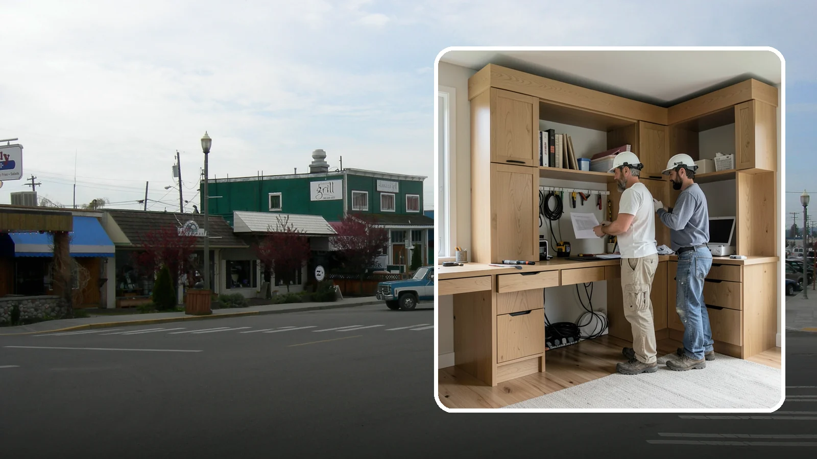 Custom Desk Construction in Stanwood, Snohomish County, WA - A built-in custom desk designed around your workflow, space, and style for a productive home office.