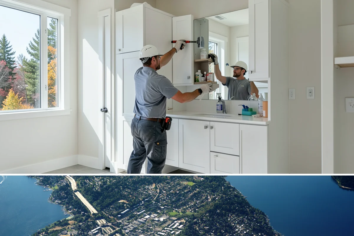 Custom Furniture Building in Mercer Island, King County, WA - Custom furniture is built in the shop and installed year-round regardless of weather.