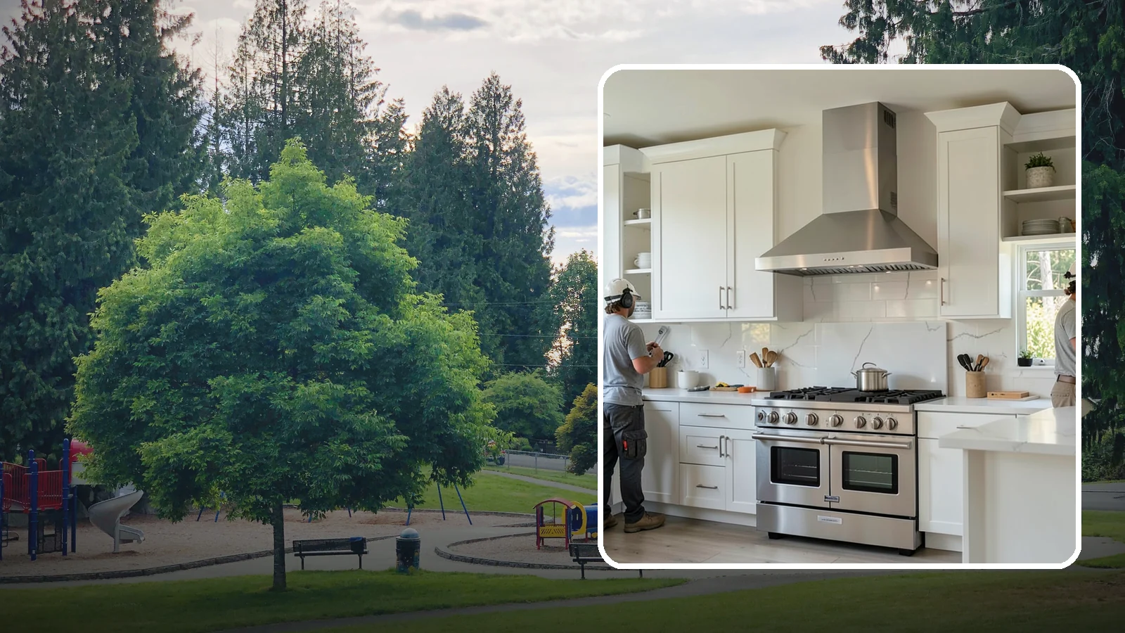 Custom Hood Surround in Bonney Lake, Pierce County, WA - Building a custom enclosure around your range hood as a striking focal-point feature over the cooktop.