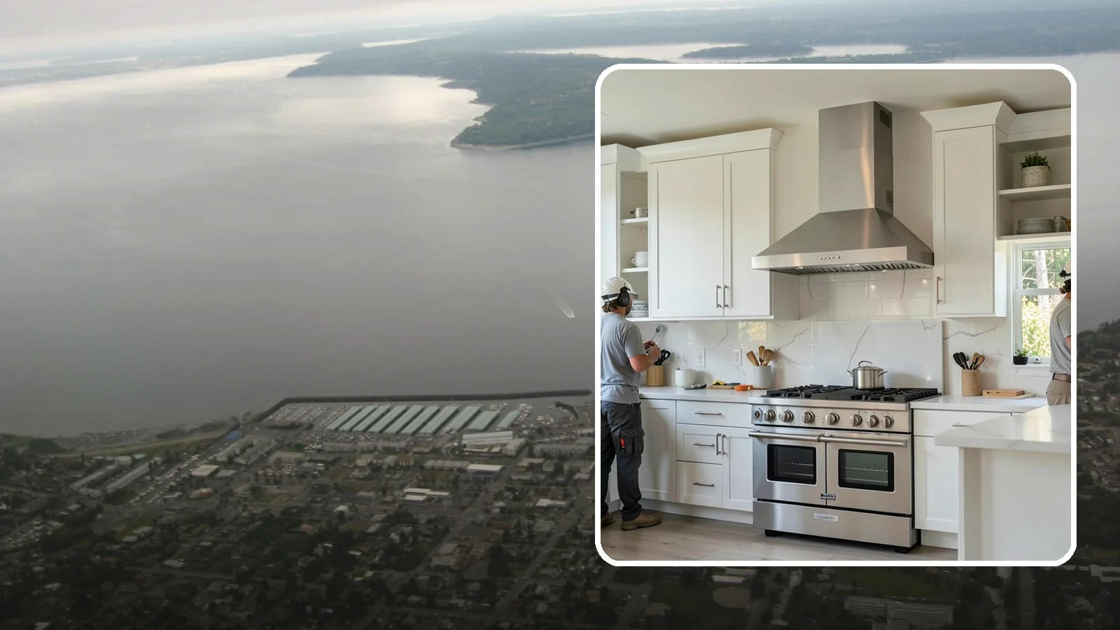 Custom Hood Surround in Des Moines, King County, WA - Building a custom enclosure around your range hood as a striking focal-point feature over the cooktop.