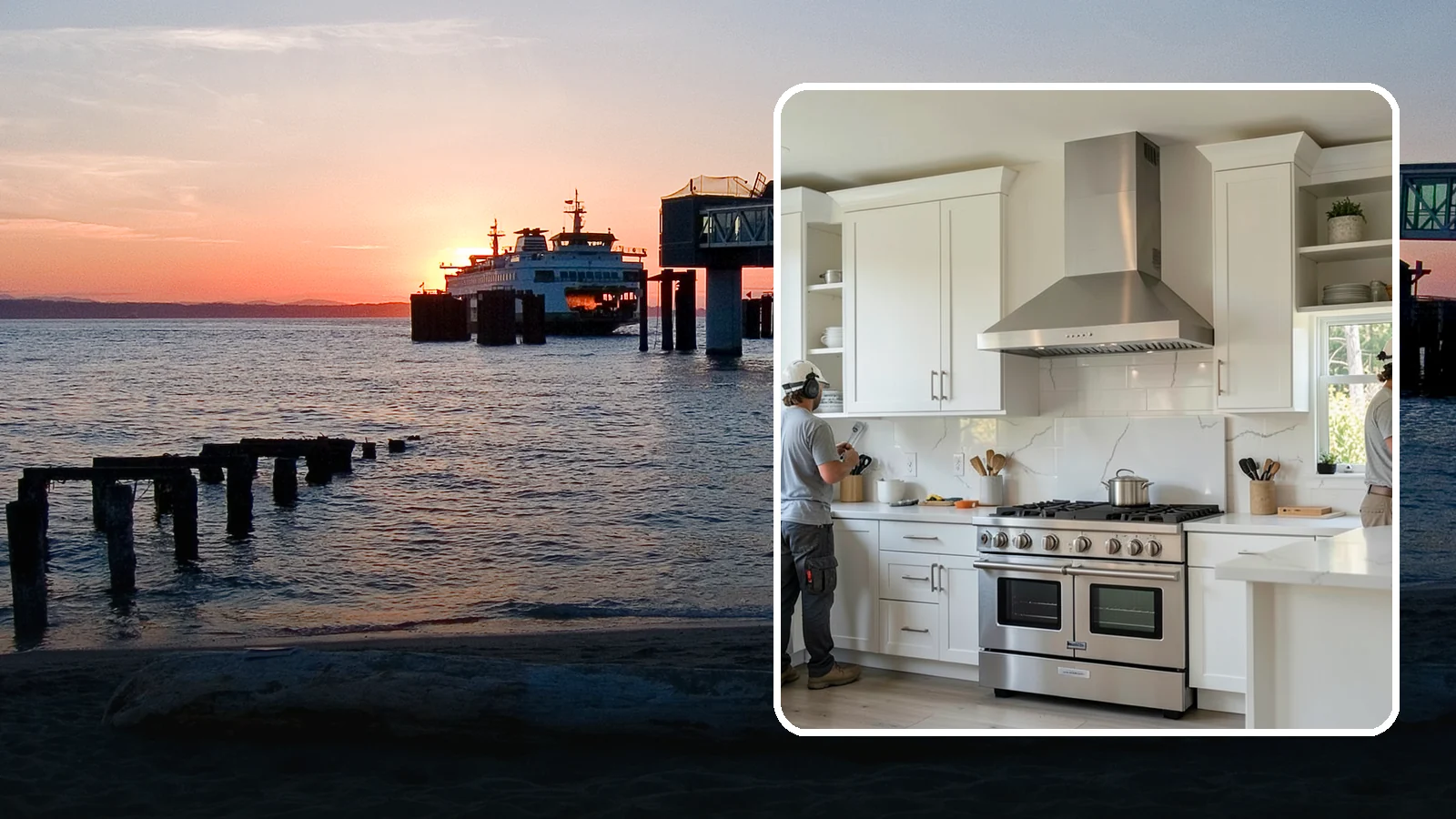 Custom Hood Surround in Edmonds, Snohomish County, WA - Building a custom enclosure around your range hood as a striking focal-point feature over the cooktop.