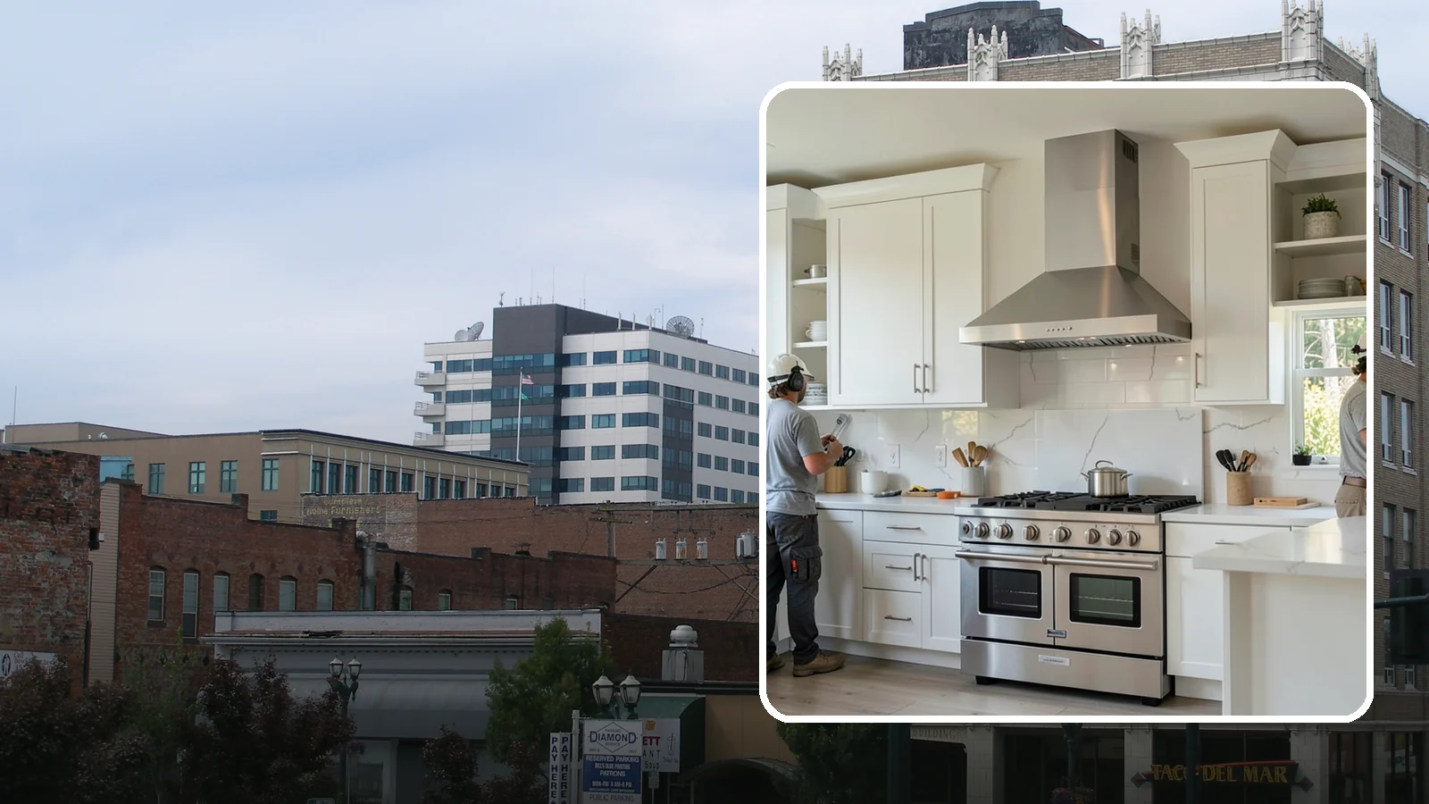 Custom Hood Surround in Everett, Snohomish County, WA - Building a custom enclosure around your range hood as a striking focal-point feature over the cooktop.