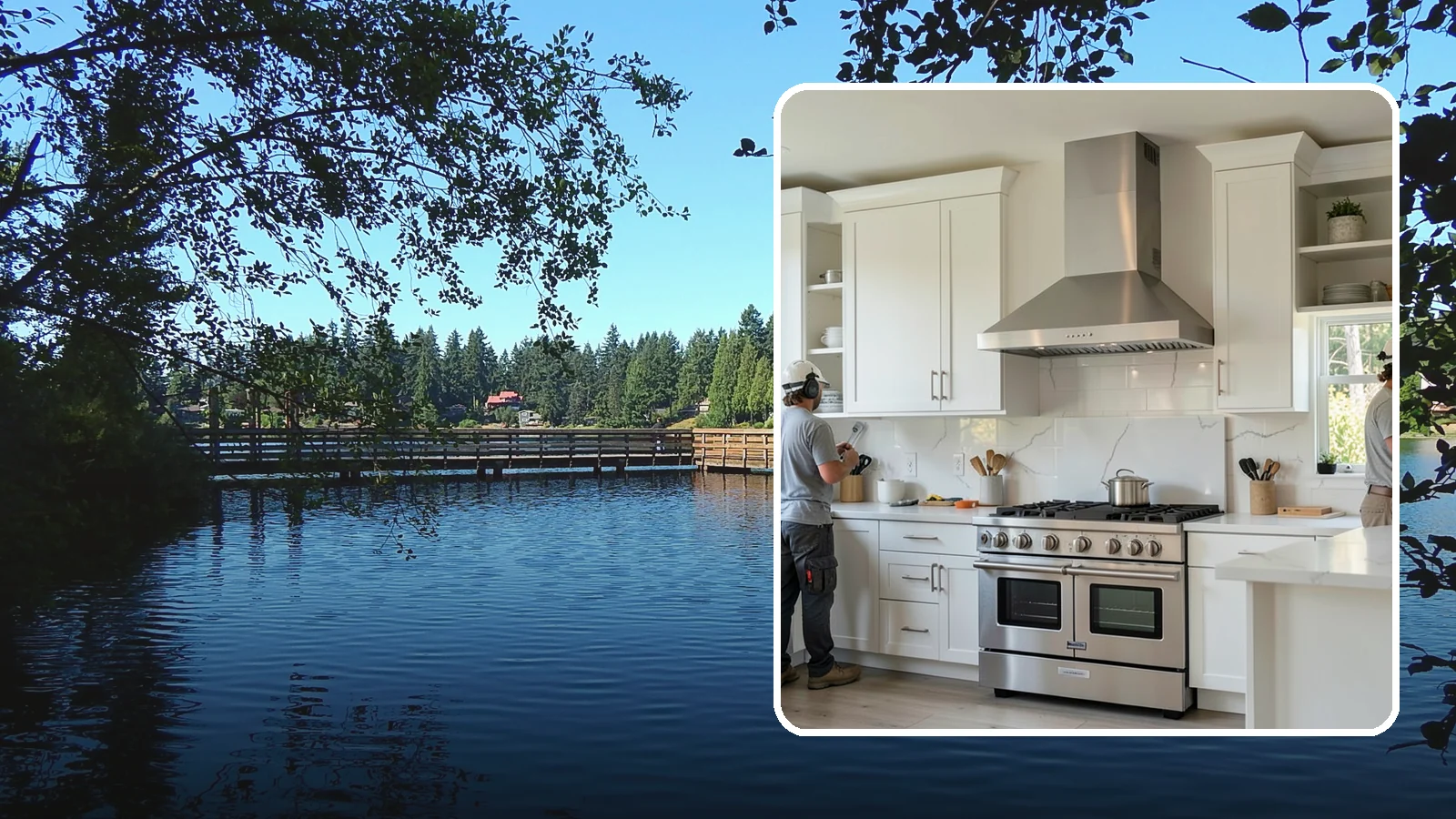 Custom Hood Surround in Federal Way, King County, WA - Building a custom enclosure around your range hood as a striking focal-point feature over the cooktop.