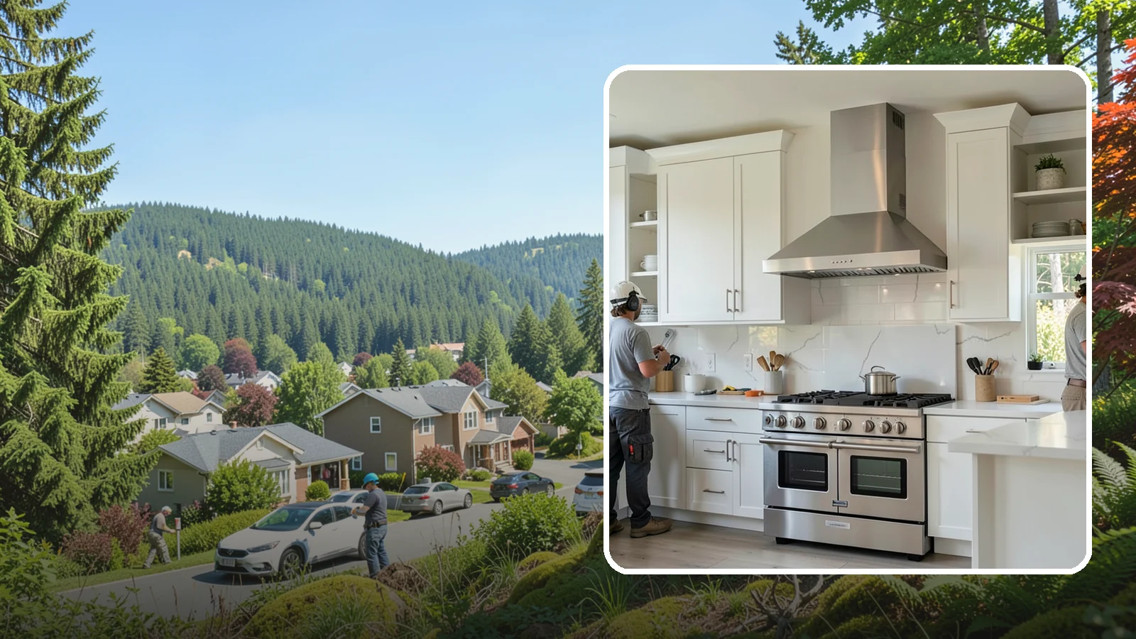 Custom Hood Surround in Index, Snohomish County, WA - Building a custom enclosure around your range hood as a striking focal-point feature over the cooktop.